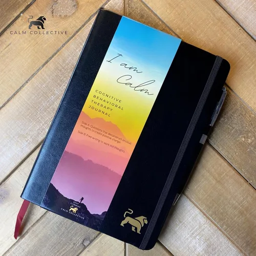 Miniatura 9 de Calm Collective Kit de diario guiado para aliviar la ansiedad por TCC para terapia de salud mental con bolígrafo gratuito incluido, indicaciones