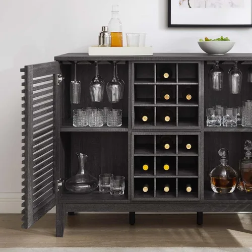 Miniatura 5 de Modway Render Mid-Century - Armario moderno para bar de vinos, color carbón, 17 x 46 x 37 pulgadas