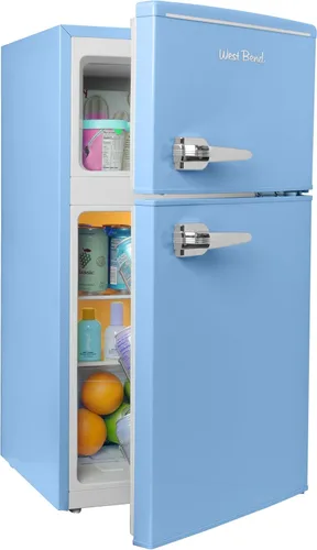 Miniatura 10 de West Bend - Mini refrigerador con congelador para dormitorio, oficina, bar o dormitorio, refrigerador compacto retro con estantes de vidrio