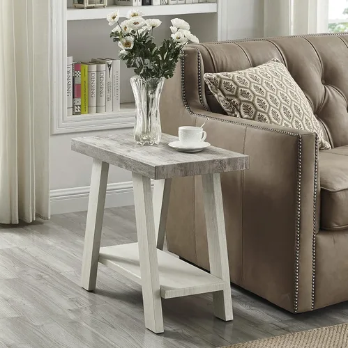 Miniatura 12 de Roundhill Furniture Athens Mesa Auxiliar Contemporánea de Madera con Estante, Negro