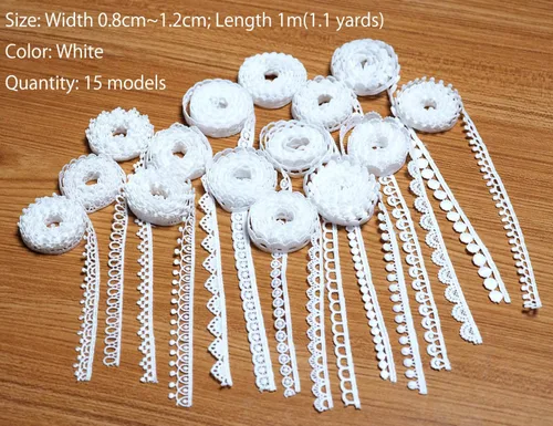 Miniatura 2 de 15 estilos de cinta de encaje muy estrecha para bricolaje costura suministros de manualidades paquete de Navidad decoración de boda artesanía arco