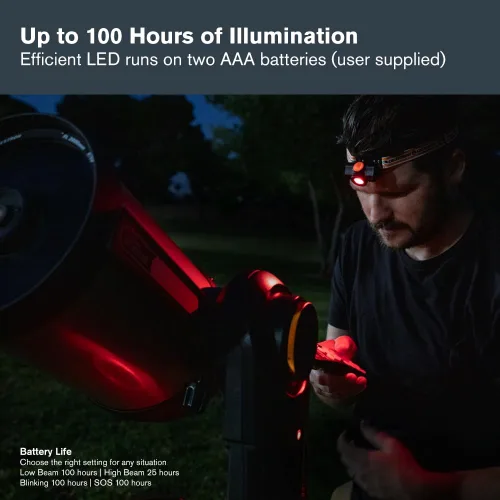 Miniatura 6 de Celestron – Linterna de visión nocturna para la cabeza – Múltiples modos de luz – Incluye configuración SOS – Ideal para astronomía y campamento