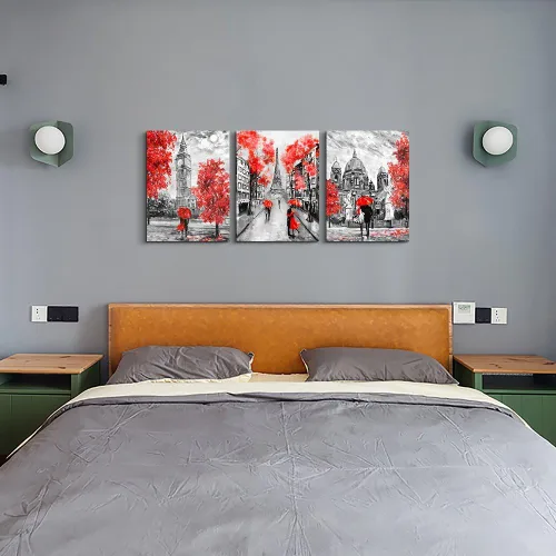Miniatura 5 de Pinturas abstractas geométricas para pared, diseño de montañas a la luz del día, para decoración de sala de estar, dormitorio, 12 x 16 pulgadas, 3