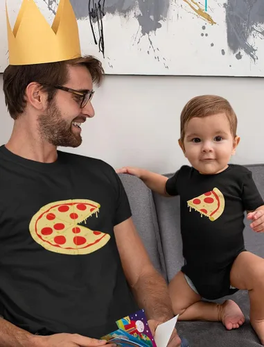 Miniatura 3 de Tstars Pizza Pie & Slice Daddy and Me - Conjunto de camisas a juego para el día del padre, papá, bebé