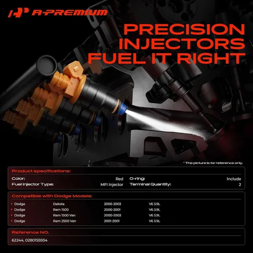 Miniatura 2 de A-Premium Inyectores de combustible compatibles con Dodge Dakota 2000-2003, Ram 1500 2000-2001, Ram 1500 Van 2000-2003, Ram 2500 Van 2001, 3.9L