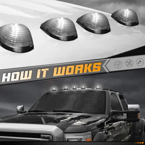 Miniatura 5 de HERCOO Lente de luces de marcación de cabina de techo ahumado con bombillas LED, repuesto compatible con F150, F250, F350, F450, F550, Super Duty