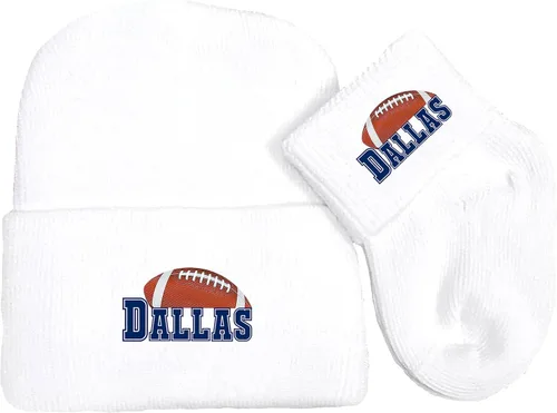 Juego de gorro y calcetines de punto para bebés recién nacidos para fanáticos del fútbol, Blanco, Extrapequeño