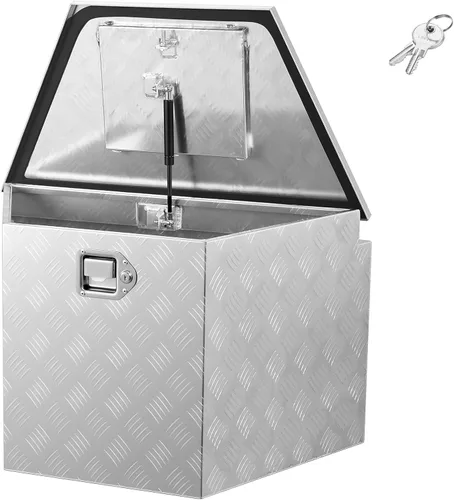 Miniatura 11 de VEVOR Caja de Lengüeta para Remolque, Caja de Herramientas de Placa Diamantada de Aleación de Aluminio, Caja de Herramientas Resistente Tuckbed