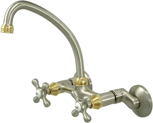 Miniatura 9 de Kingston Brass Kingston - Grifo de cocina ajustable de 6 pulgadas para montaje en pared, latón antiguo