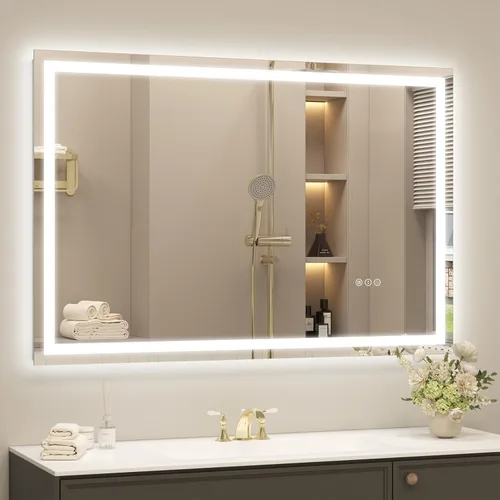 Miniatura 9 de 40x32 Espejo LED inteligente para baño, espejo de tocador regulable con luces, espejo de maquillaje retroiluminado y frontal para pared, antivaho