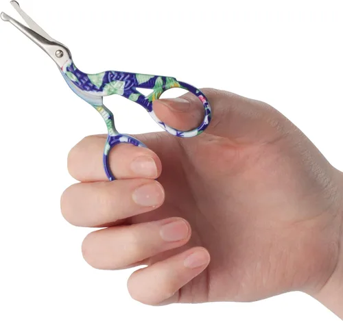 Miniatura 2 de JubileeYarn Tijeras de cigüeñas de acero inoxidable para bordar redondeadas, conformes a la TSA, color azul pequeño, 1 unidad Cigüeña Pequeña Azul