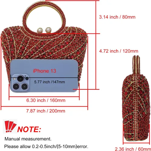 Miniatura 5 de HUANG ZHUANG Elegante cesta de cristal embrague mujeres Rhinestone bolso de noche boda fiesta formal banquete monederos bolso