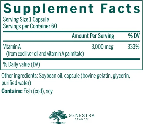 Miniatura 2 de Genestra Brands Vitamina A Ayuda a mantener la vista, las membranas de la piel y la función inmune 60 cápsulas