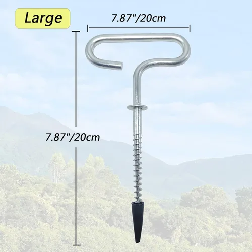 Miniatura 2 de 4 estacas de tienda de campaña resistentes, anclajes de suelo de 7.9 in, clavija roscada para vientos fuertes, clavos de refugio de pesca en hielo