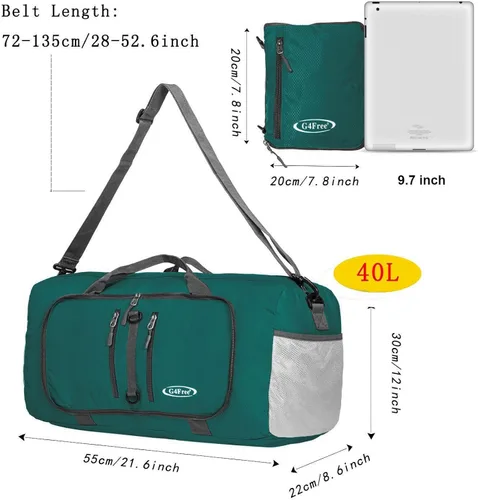 Miniatura 2 de G4Free, bolsa plegable, de lona, para viajar, liviana, de 22 pulgadas, para equipaje, deportes, gimnasio