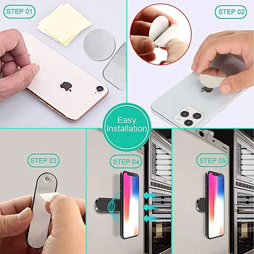 Miniatura 5 de Soporte magnético plano para teléfono, paquete de 4. Soporte de teléfono celular plateado para salpicadero de automóvil, pared, camión, kit