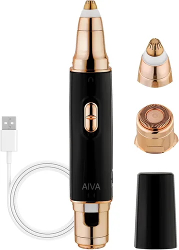 SPA SCIENCES - AIVA Deluxe - Eliminador de vello facial patentado de doble cara 2 en 1/doble cara y recortador de cejas recargable por USB con luces