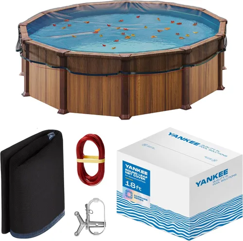 Miniatura 10 de Yankee - Cubierta de red de hojas para piscina redonda sobre el suelo de 24 pies, resistente de 0.15 pulgadas, red para proteger de hojas, desechos