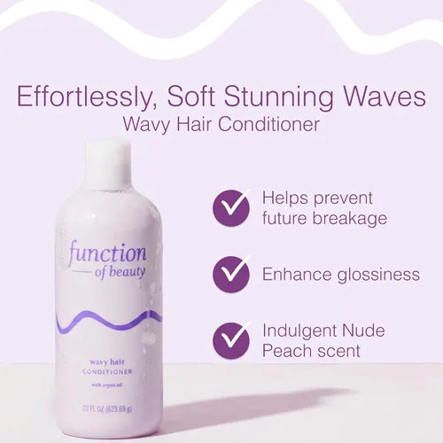 Miniatura 2 de Function of Beauty Acondicionador para cabello ondulado, XL - Acondicionador sin sulfatos para una textura ondulada natural - Ligero, Blanco hueso