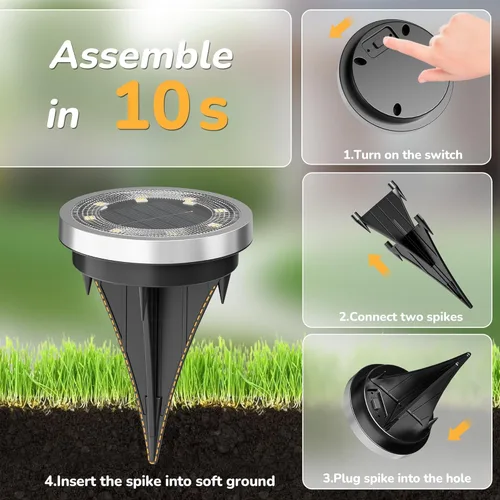 Miniatura 6 de INCX Solar Ground Lights, 10 Pack Solars Light Outdoor Waterproof, Solar Garden Lights Landscape Lighting for Patio Pathway Lawn Yard Deck Driveway