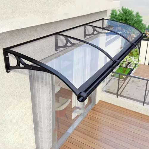Miniatura 8 de Toldo para ventana con soporte de aluminio, toldo de patio para puerta al aire libre con fregadero grande de aleación de aluminio, cubierta de Marrón