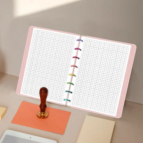 Miniatura 4 de A5 TUL Papel de recambio cuadriculado con sistema de discos, papel cuadriculado con sistema de 8 discos, 100 hojas/200 páginas, papel cuadriculado