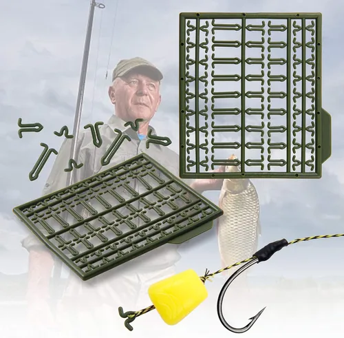 Miniatura 9 de Kit de aparejos de pesca para el pelo de la carpa – 45 piezas curvadas de púas de la carpa gancho trenzado línea cebo tapón aguja herramienta aroma