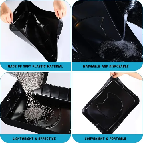 Miniatura 3 de Bokon Caja de arena desechable de 25 unidades para gatos, bandeja de arena desechable grande para viajes al hogar, cajas de arena de plástico Negro