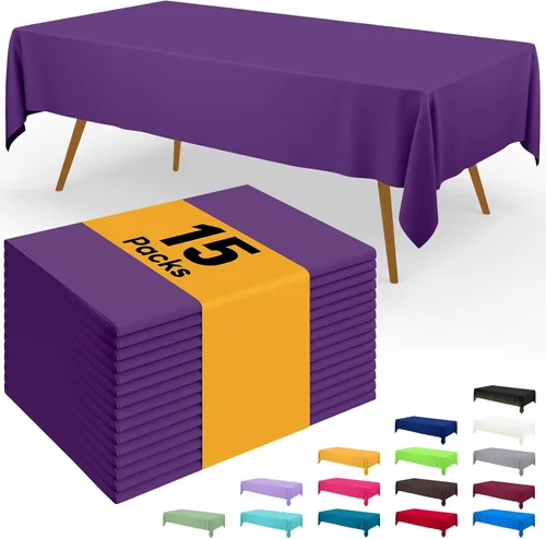 Miniatura 141 de Smiry - Juego de 6 manteles desechables, 54 x 78 pulgadas, manteles impermeables rectangulares para fiestas, cubierta de mesa de plástico