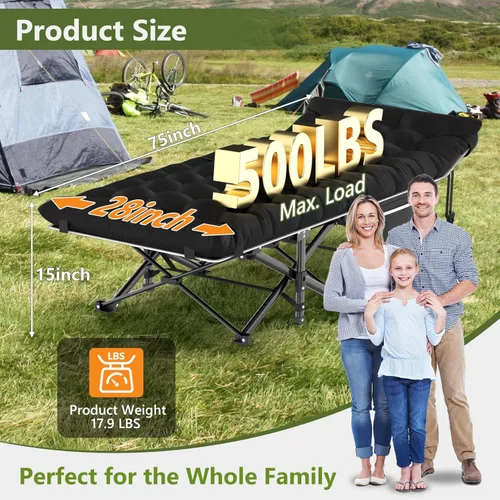 Miniatura 2 de Slendor Cuna de Camping, Cunas de Camping Plegables para Adultos, Cuna de Dormir Portátil con Bolsa de Transporte, Oxford de Doble Capa 1200D, Cama