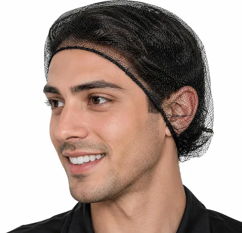 Smilco Paquete de 50 redes para el cabello reutilizables de 24 pulgadas, malla de nailon negro para servicio de alimentos y cocina, diseño de panal