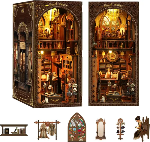 Miniatura 11 de Kit de rincón de libros, colección de libros antiguos, kit de casa en miniatura, muñeca de casa pequeña para adultos, estantería para familiares