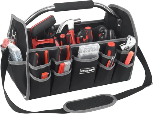 Kowsinde Bolsa de herramientas de 16 pulgadas, bolsa de herramientas para electricista, bolsas de herramientas con parte superior abierta, 26 Gris