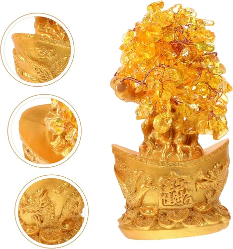 Miniatura 6 de LIFKOME Estatua única del árbol de la suerte del árbol del dinero del arte del cristal del adorno de la suerte para el regalo de la decoración china
