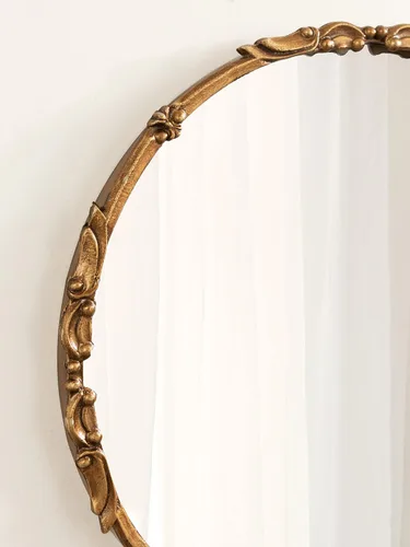 Miniatura 5 de Kate and Laurel Brynley Espejo redondo decorativo de metal, 24, dorado antiguo, espejo circular tradicional adornado con detalles de hierro
