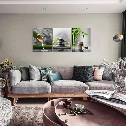 Miniatura 5 de Yxbhhym - Arte de pared de baño en blanco y negro, gris, verde, decoración de habitación, póster zen, lienzo, ilustraciones zen para spa, sala