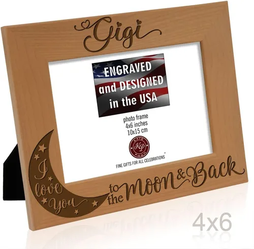 Miniatura 5 de KATE POSH GIGI, I Love you to the Moon and Back, marco de fotos de madera natural grabado, regalos del día de los abuelos, regalos de abuela, abuela