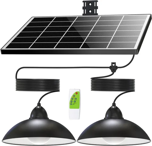 Miniatura 7 de Lightonight Luz Solar para Cobertizo Luz Colgante Exterior con Panel Solar de 4000mAh Cálida/Blanca Regulable con Control Remoto, Luz Colgante