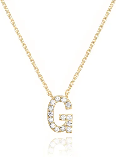 Miniatura 148 de PAVOI 14K White Gold Plated Cubic Zirconia Initial Necklace Letter Dainty Necklaces for Women
