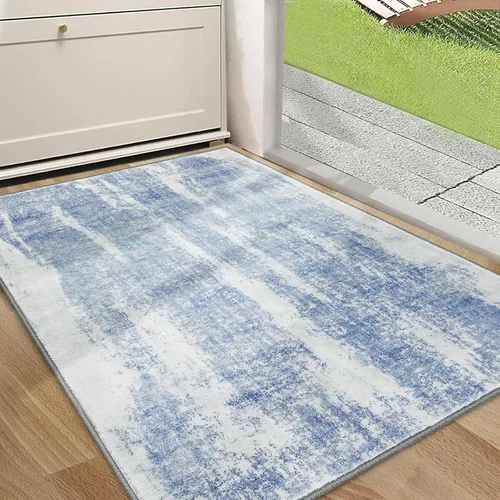 Miniatura 9 de CRISTGEE - Alfombra de puerta, alfombra de entrada interior falsa de lana antideslizante, alfombra de entrada absorbente y abstracta para el pasillo