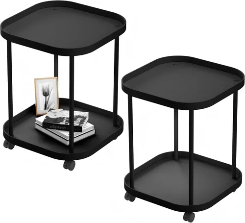 Miniatura 14 de Mesa auxiliar villertech con ruedas, mesa auxiliar de sala de estar, mesa lateral móvil de plástico para sofá, mesa auxiliar pequeña, mesita de Azul