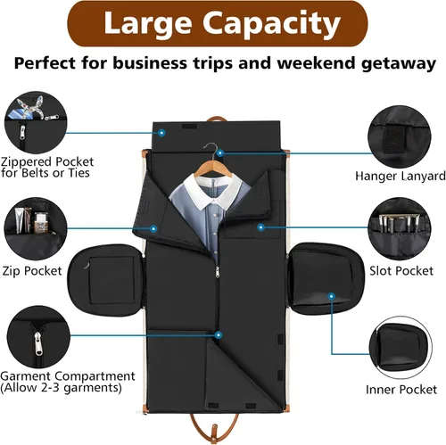 Miniatura 3 de Bolsa de lona convertible para ropa de viaje, de mano, con bolsa de aseo personal, bolsa grande de fin de semana para hombres y mujeres, 2 en 1