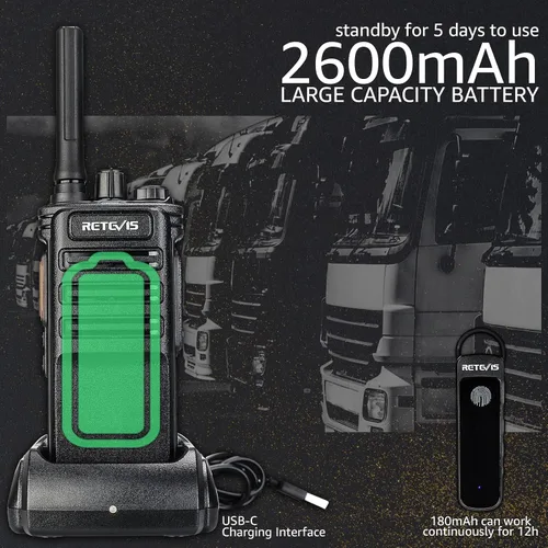 Miniatura 5 de Retevis RB89 Radios de 2 vías de largo alcance, walkie talkie inalámbrico, alta potencia, 700,000 pies cuadrados/50 pisos, GMRS, resistente, 2600