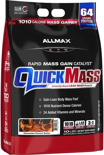 Miniatura 9 de ALLMAX QUICKMASS, Chocolate - 3.5 lb - Catalizador de ganancia de masa rápida - Hasta 2.26 oz de proteína por porción - Relación de carbohidratos a