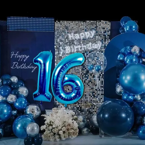 Miniatura 8 de Globos gigantes de papel aluminio azul del número 20 de 40 pulgadas, globos gigantes de helio número 20 para niños y niñas, decoraciones de azul