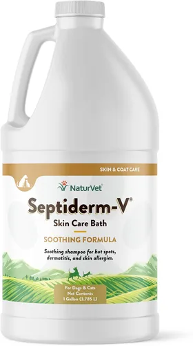 Miniatura 9 de NaturVet Septiderm-V Gel de baño para el cuidado de la piel para perros y gatos, suplemento de salud de mascotas para dermatitis, alergias
