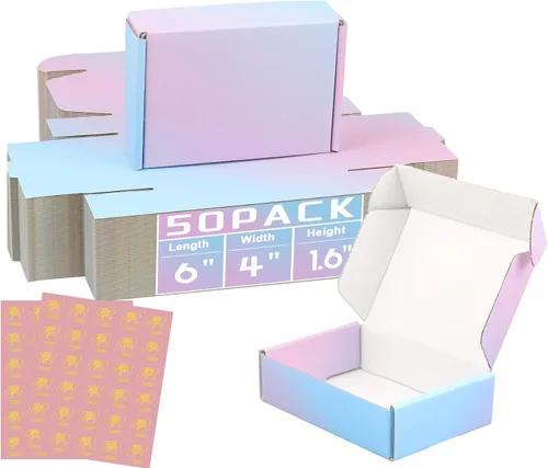 Miniatura 13 de Cajas de envío pequeñas de 6 x 4 x 2 pulgadas para pequeñas empresas, paquete de 30 cajas de correo moradas, caja de embalaje de cartón corrugado
