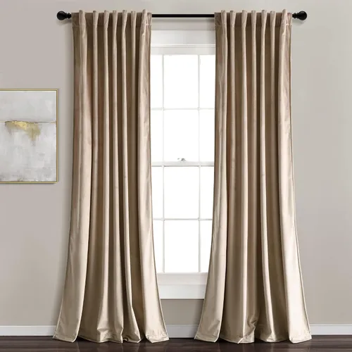 Lush Decor Prima Velvet - Par de paneles de cortinas para ventana con pestaña trasera y bolsillo para cortinero, 84 pulgadas de largo x 54 pulgadas