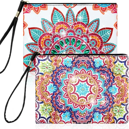 Miniatura 8 de Geyoga 2 Piezas Monederos de Pintura de Diamantes DIY 5D Pintura de Diamantes DIY Bolso de Mano Arte de Diamantes Bolso de Muñeca Clutch