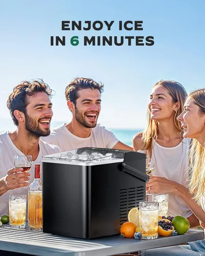 Miniatura 4 de Máquina de hielo para encimera, máquina de hielo con tanque de agua autolimpiante de 1.8 L, cesta de hielo grande, máquina de hielo portátil que